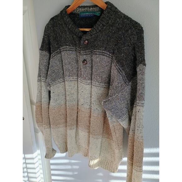 VTG Claybrooke Outdoors wool blend sweater color block design L eclectic grandpa - Picture 2 of 16